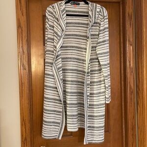 Stylish Striped Open-Front Cardigan